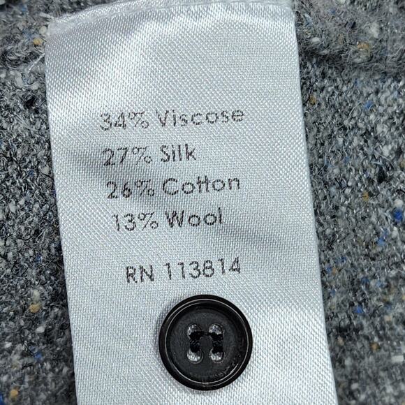 Billy Reid Sweater Mens Large V-Neck Silk Wool Gray Heather Lightweight Italy - Picture 12 of 12